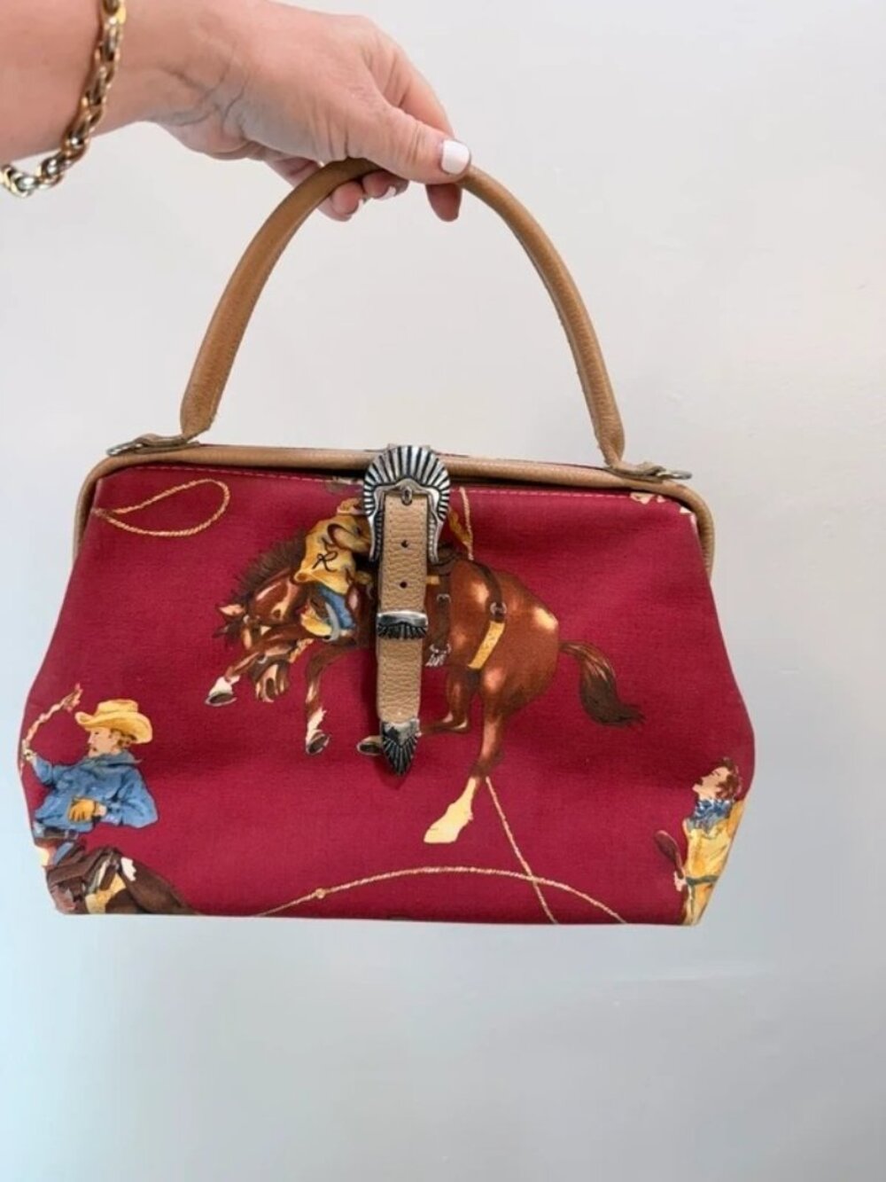 Rodeo Bronco Western Cowboy Cowgirl Graphic Buckle Handbag